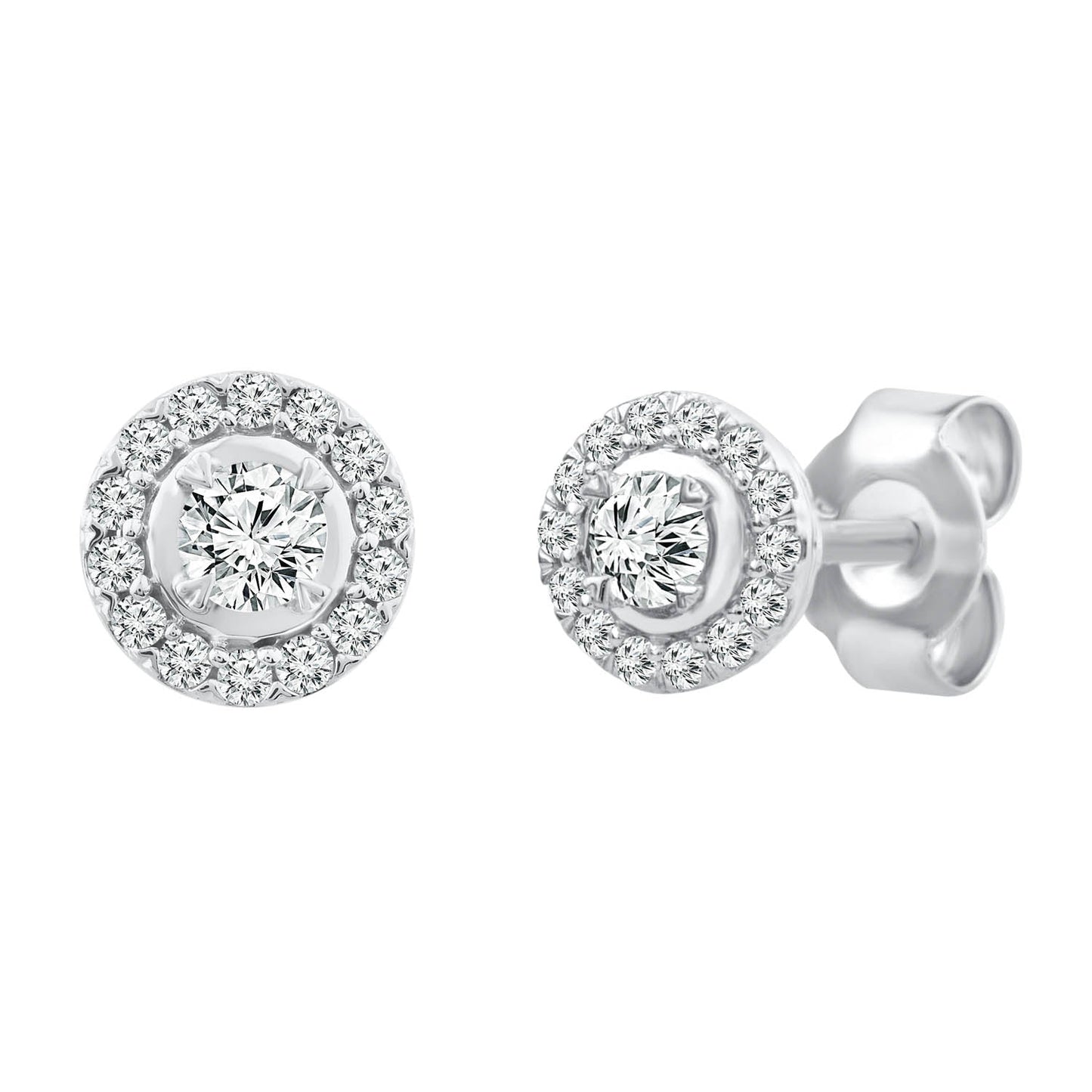Halo Stud Earrings with 0.25ct Diamonds in 9K White Gold - EF-5120-W
