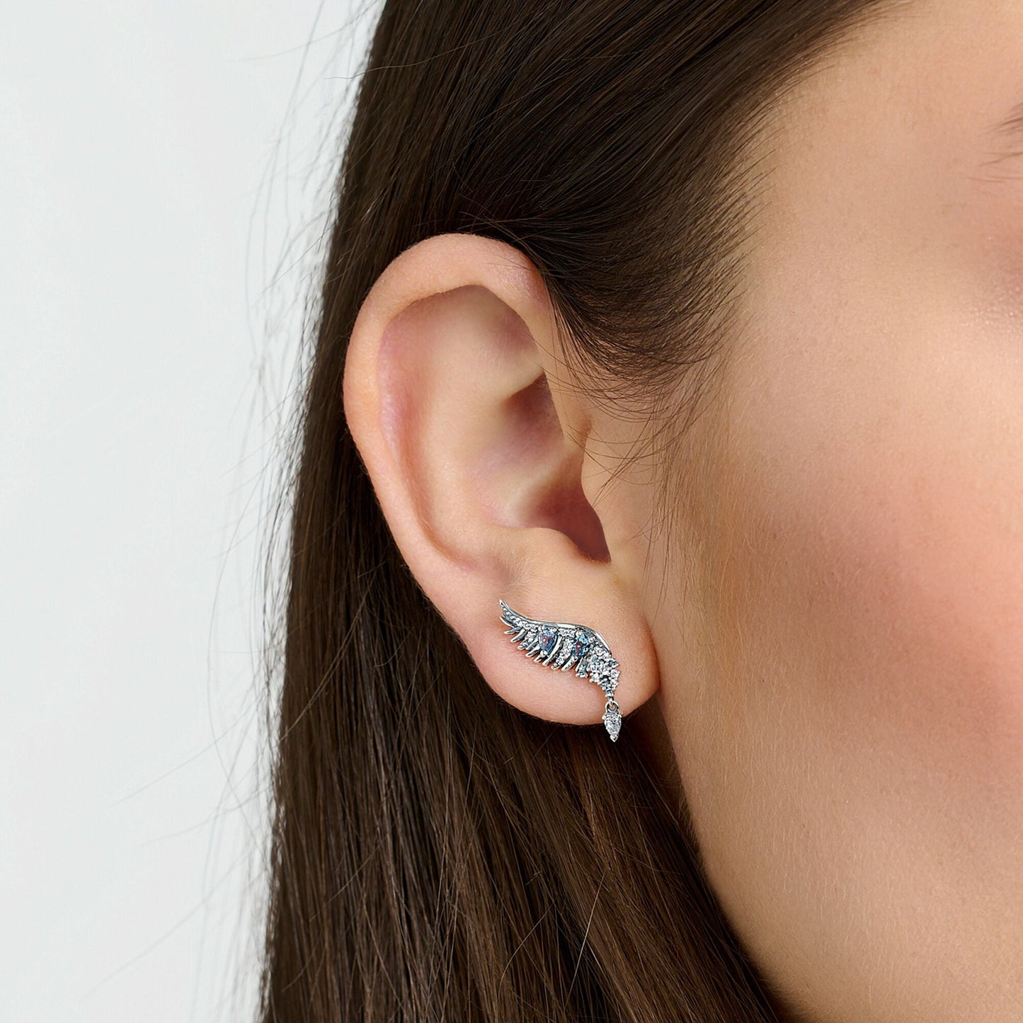 THOMAS SABO Ear studs phoenix wing with blue stones silver