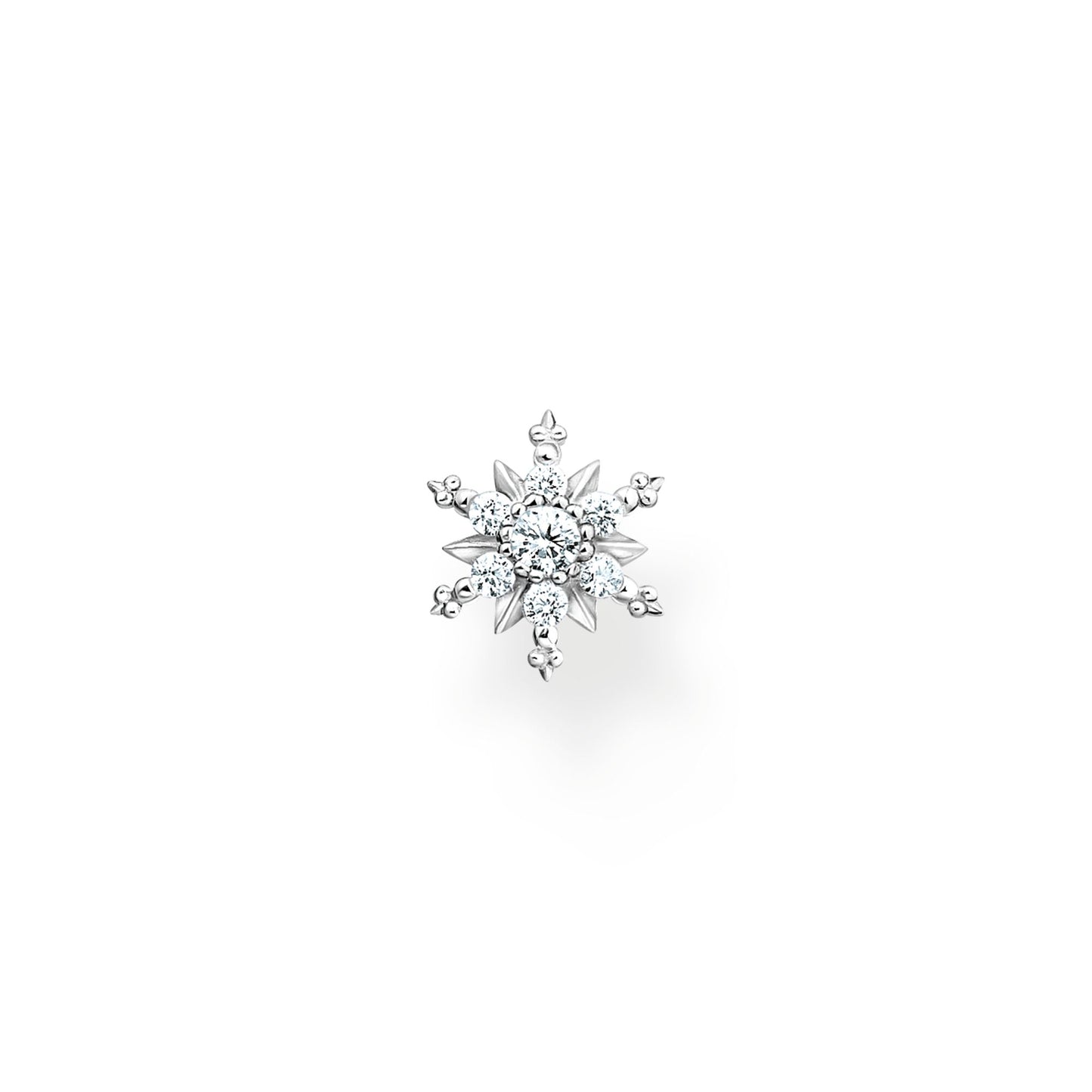 THOMAS SABO Single ear stud snowflake with white stones silver