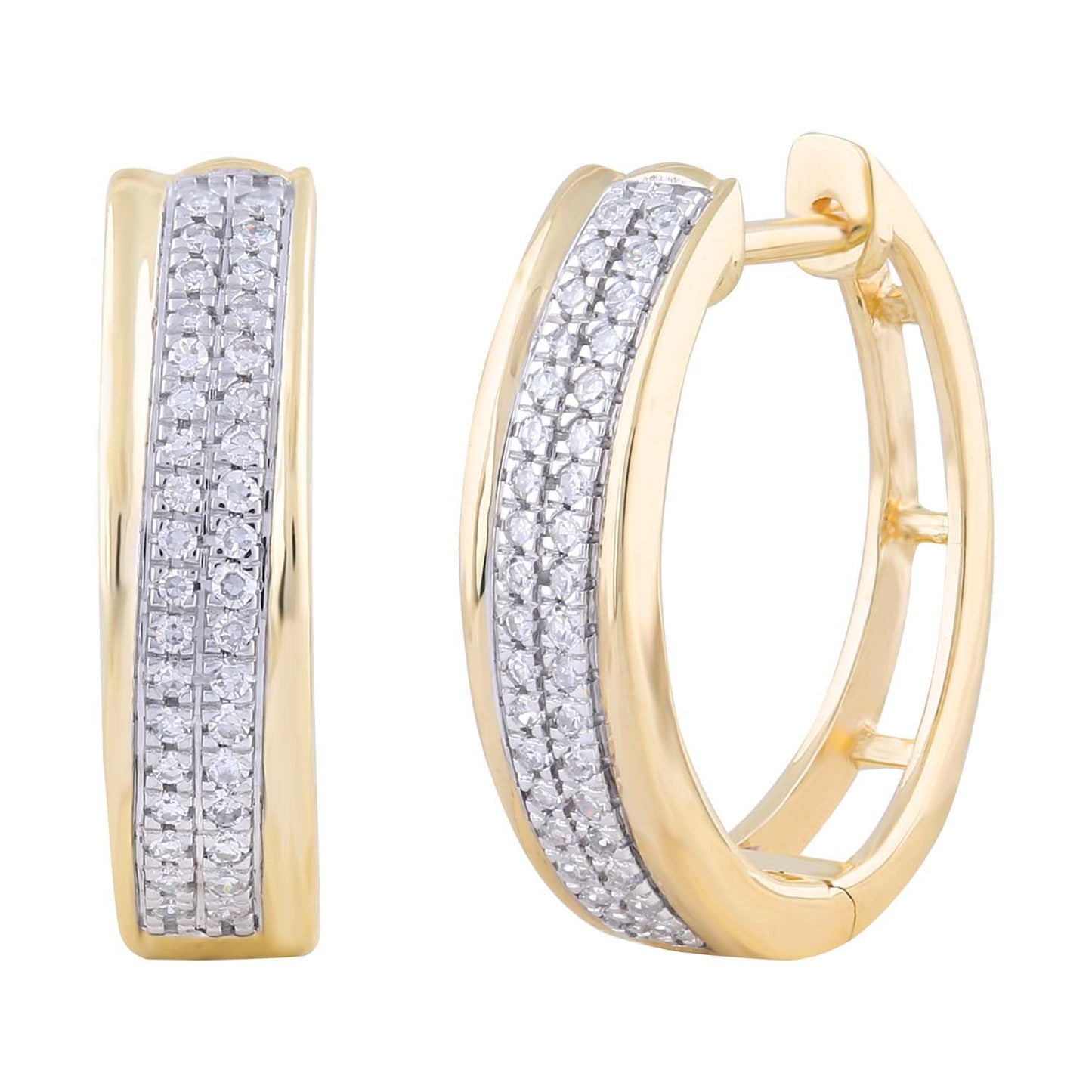 Huggie Earrings with 0.20ct Diamonds in 9K Yellow Gold