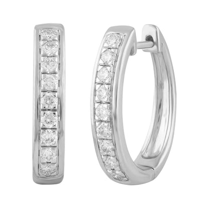 Huggie Earrings with 0.53ct Diamonds in 9K White Gold