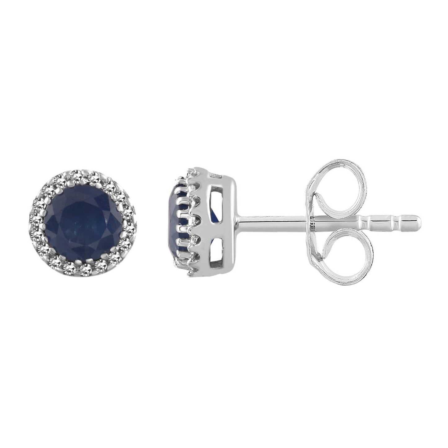 Sapphire Earrings with 0.05ct Diamonds in 9K White Gold