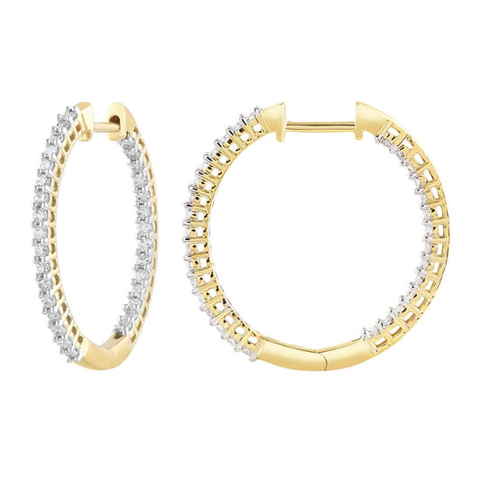 Inside Out Hoops with 0.50ct Diamonds in 9K Yellow Gold
