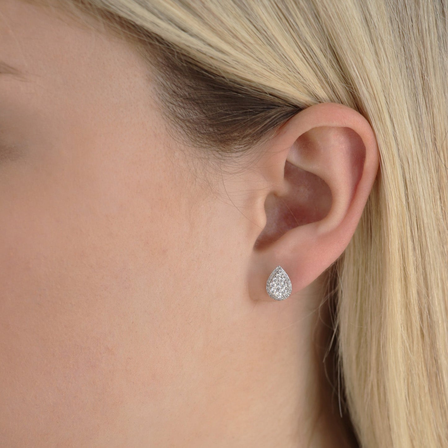 Diamond Pear Stud Earrings with 0.50ct Diamonds in 18K White Gold - IGE-14494-050-18W