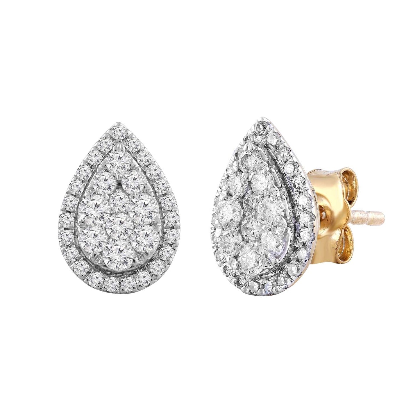 Pear Stud Earrings with 0.50ct Diamond in 9K Yellow Gold