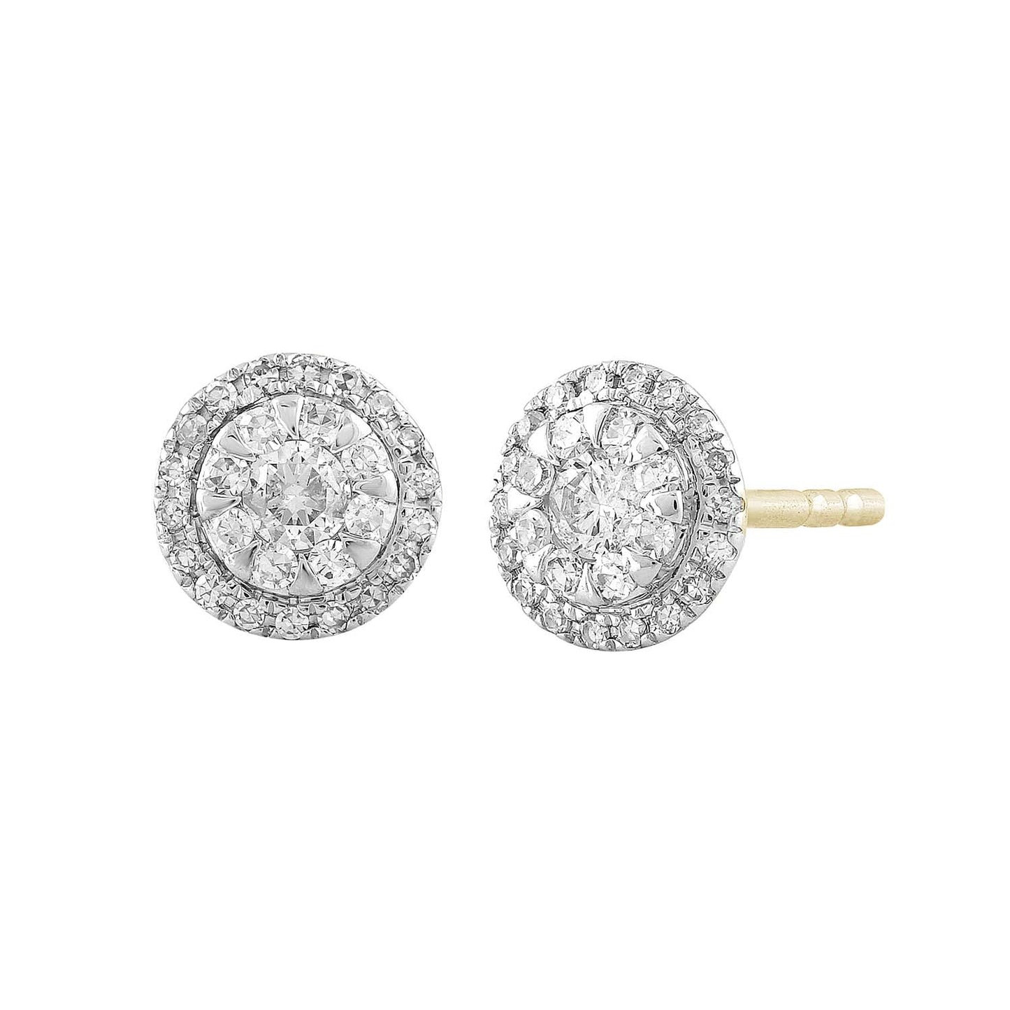 Cluster Stud Earrings with 0.25ct Diamond in 9K Yellow Gold
