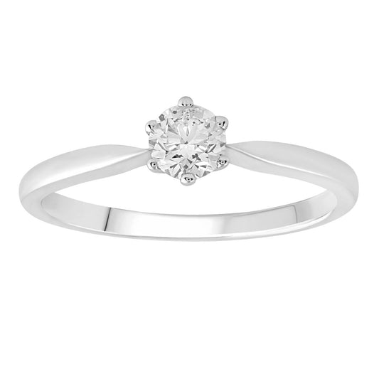 Solitaire Ring with 0.33ct Diamonds in 9K White Gold