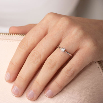 Solitaire Ring with 0.33ct Diamonds in 9K White Gold