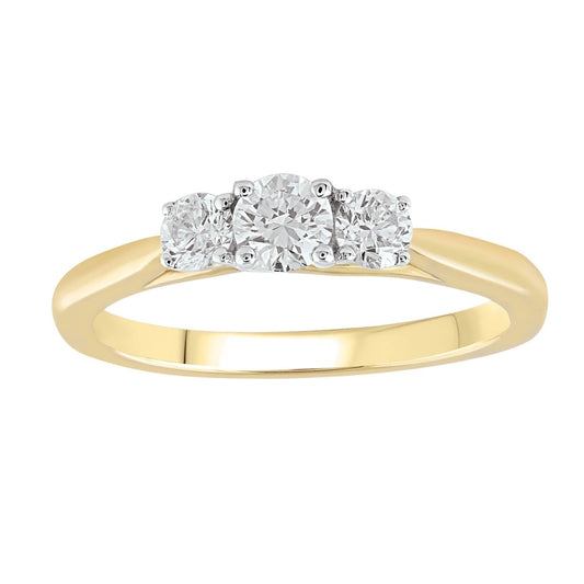 Three Stone Ring with 0.50ct Diamonds in 9K Yellow Gold