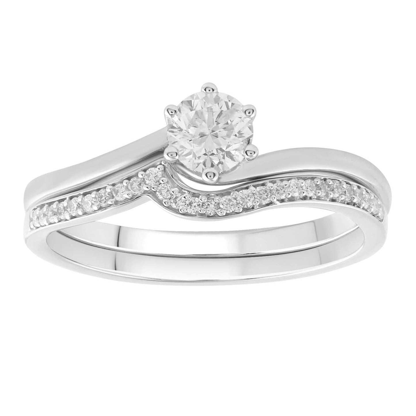 Engagment & Wedding Ring Set with 0.60ct Diamonds in 9K White Gold