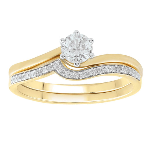 Engagment & Wedding Ring Set with 0.60ct Diamonds in 9K Yellow Gold