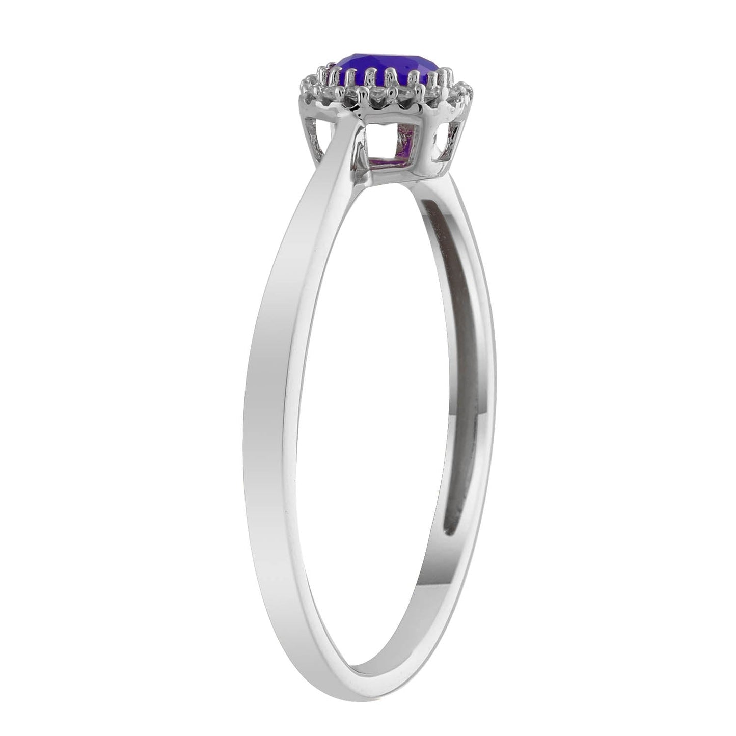 Diamond Sapphire Ring with 0.05ct Diamonds in 9K White Gold
