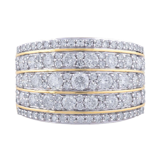 Multi Row Ring with 1.50ct Diamonds in 18K Yellow Gold