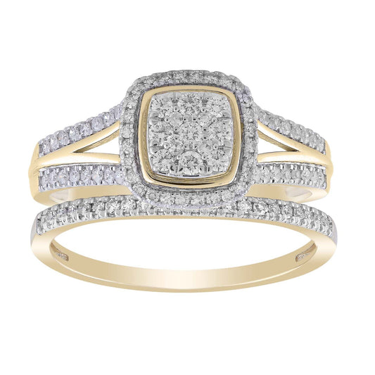 Cluster Ring Set with 0.50ct Diamonds in 9K Yellow Gold