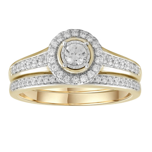 Engagement & Wedding Ring Set with 0.50ct Diamonds in 9K Yellow Gold