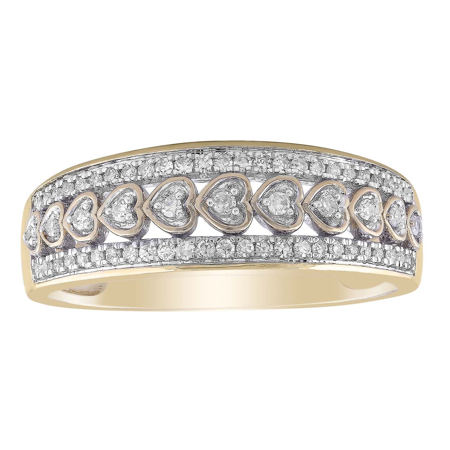 Layer Heart Ring with 0.20ct Diamond in 9K Yellow Gold