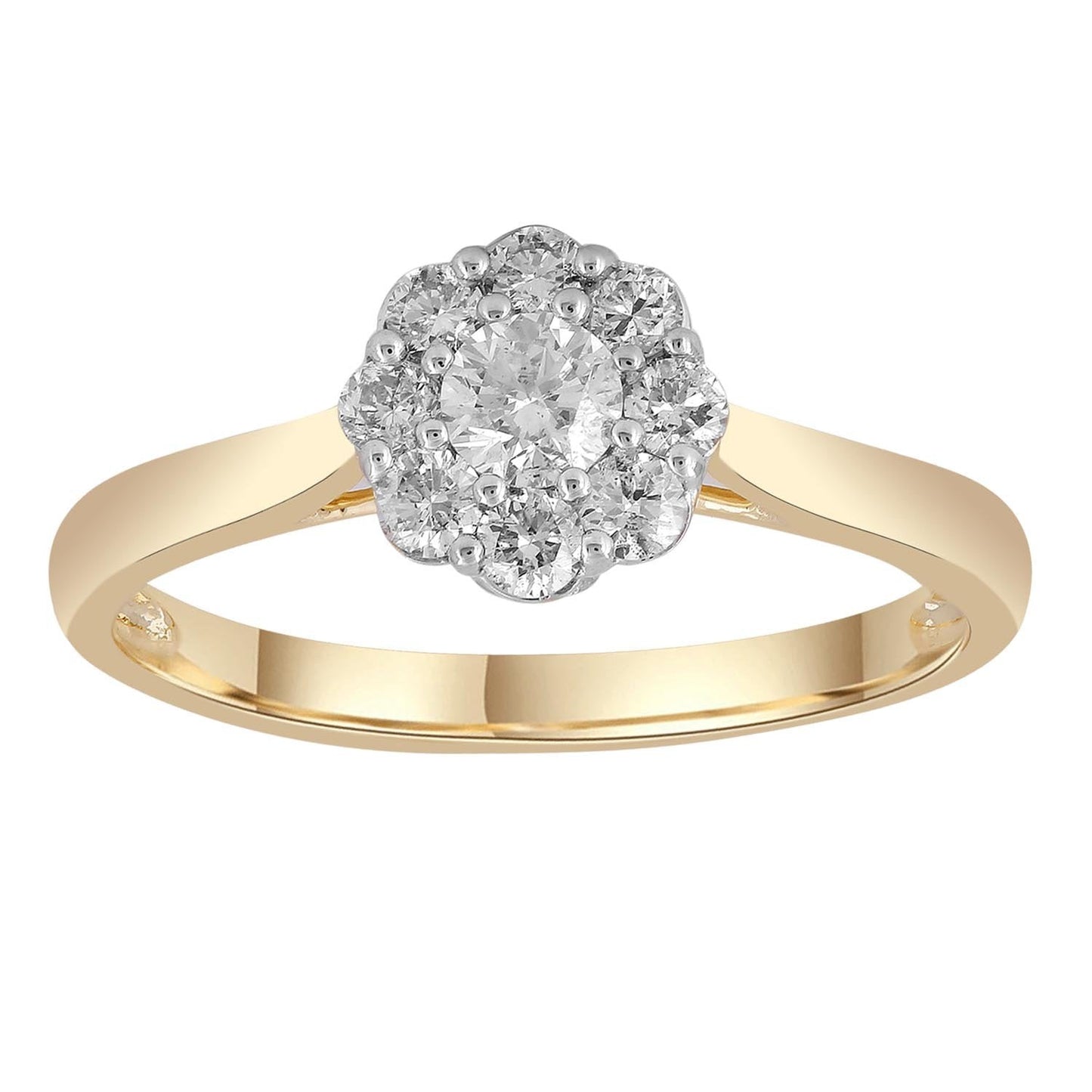 Cluster Ring with 0.50ct Diamonds in 9K Yellow Gold