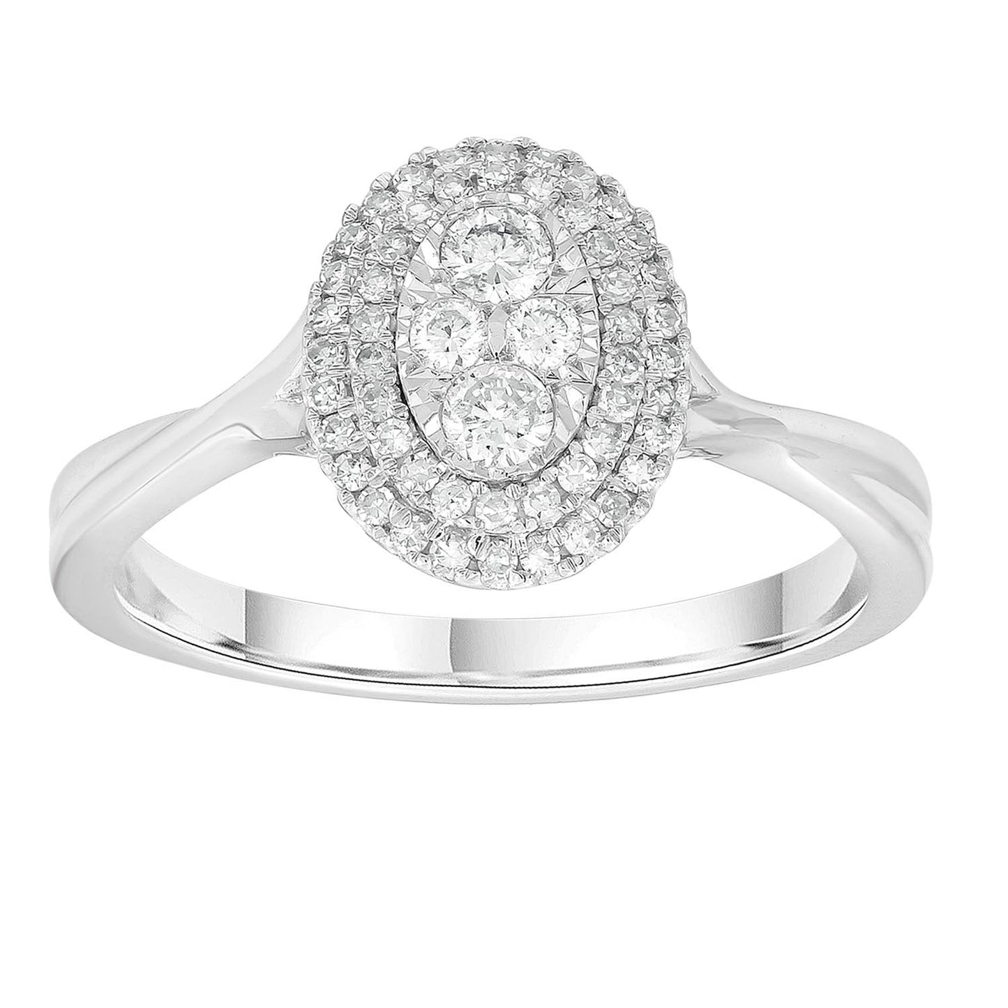 Cluster Ring with 0.30ct Diamonds in 9K White Gold