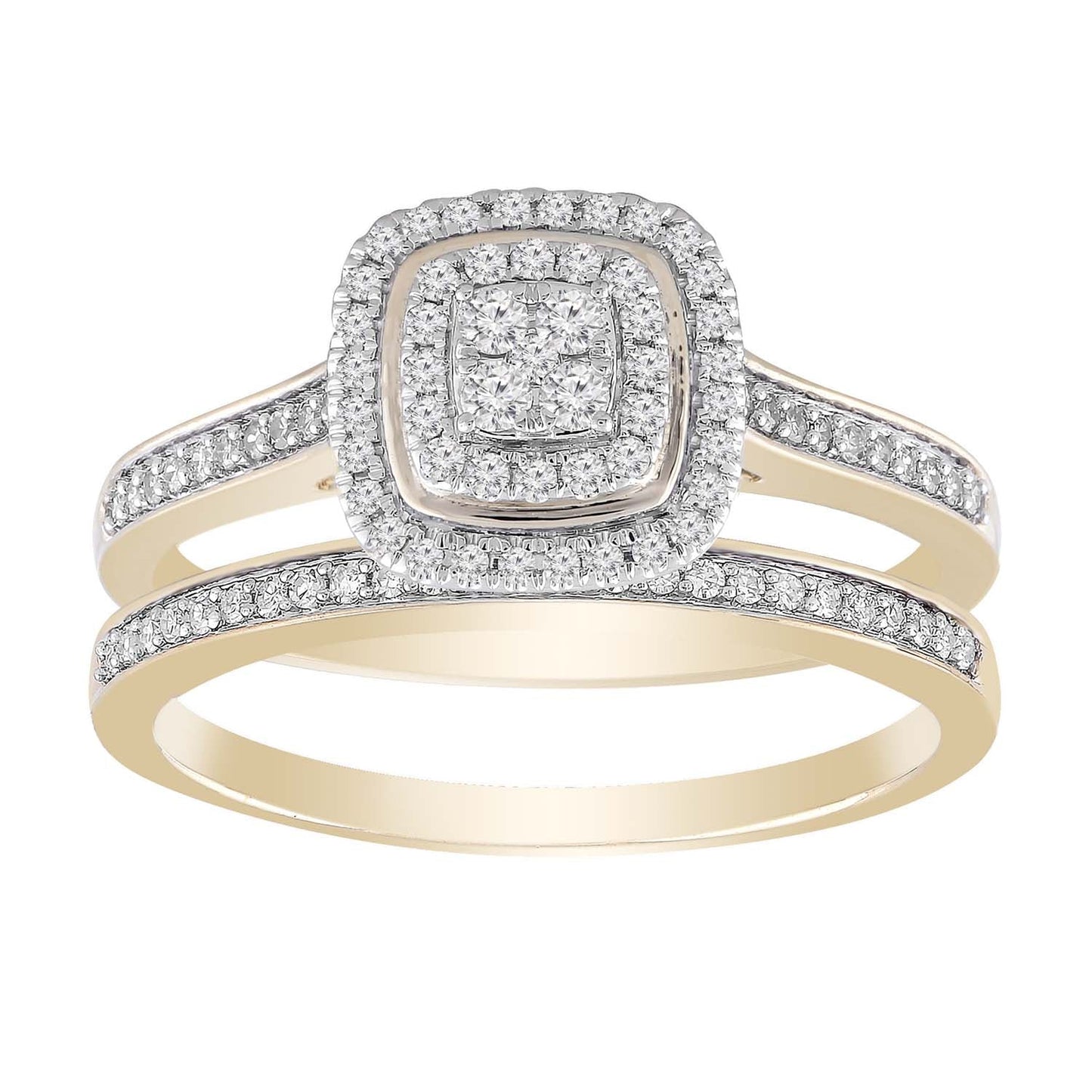 Cluster Ring Set with 0.35ct Diamond in 9K Yellow Gold