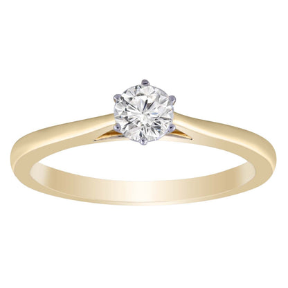 Solitaire Ring with 0.33ct Diamond in 9K Yellow Gold