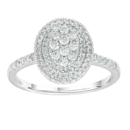 Cluster Ring with 0.50ct Diamonds in 9K White Gold