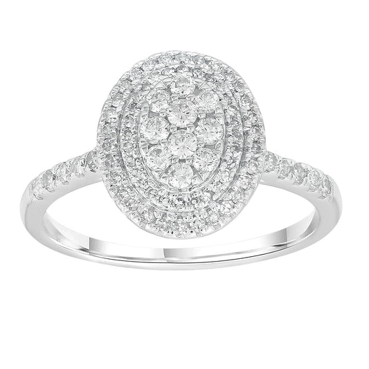 Cluster Ring with 0.50ct Diamonds in 9K White Gold