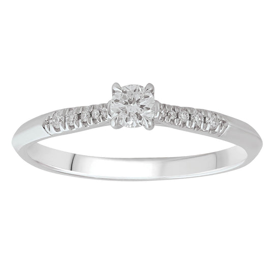Solitaire Ring with 0.20ct Diamonds in 9K White Gold
