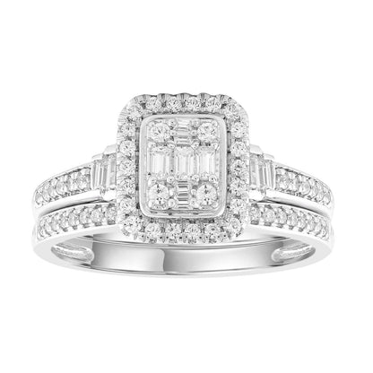Engagement & Wedding Ring Set with 0.40ct Diamonds in 9K White Gold