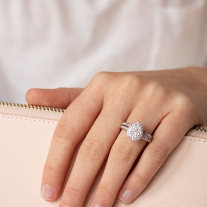 Pear Engagment & Wedding Ring Set with 0.50ct Diamonds in 9K White Gold