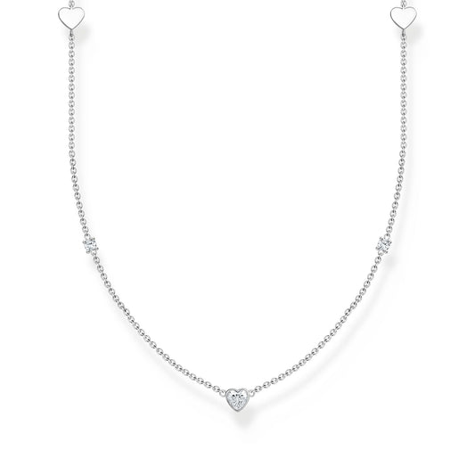 Thomas Sabo Necklace with hearts and white stones silver