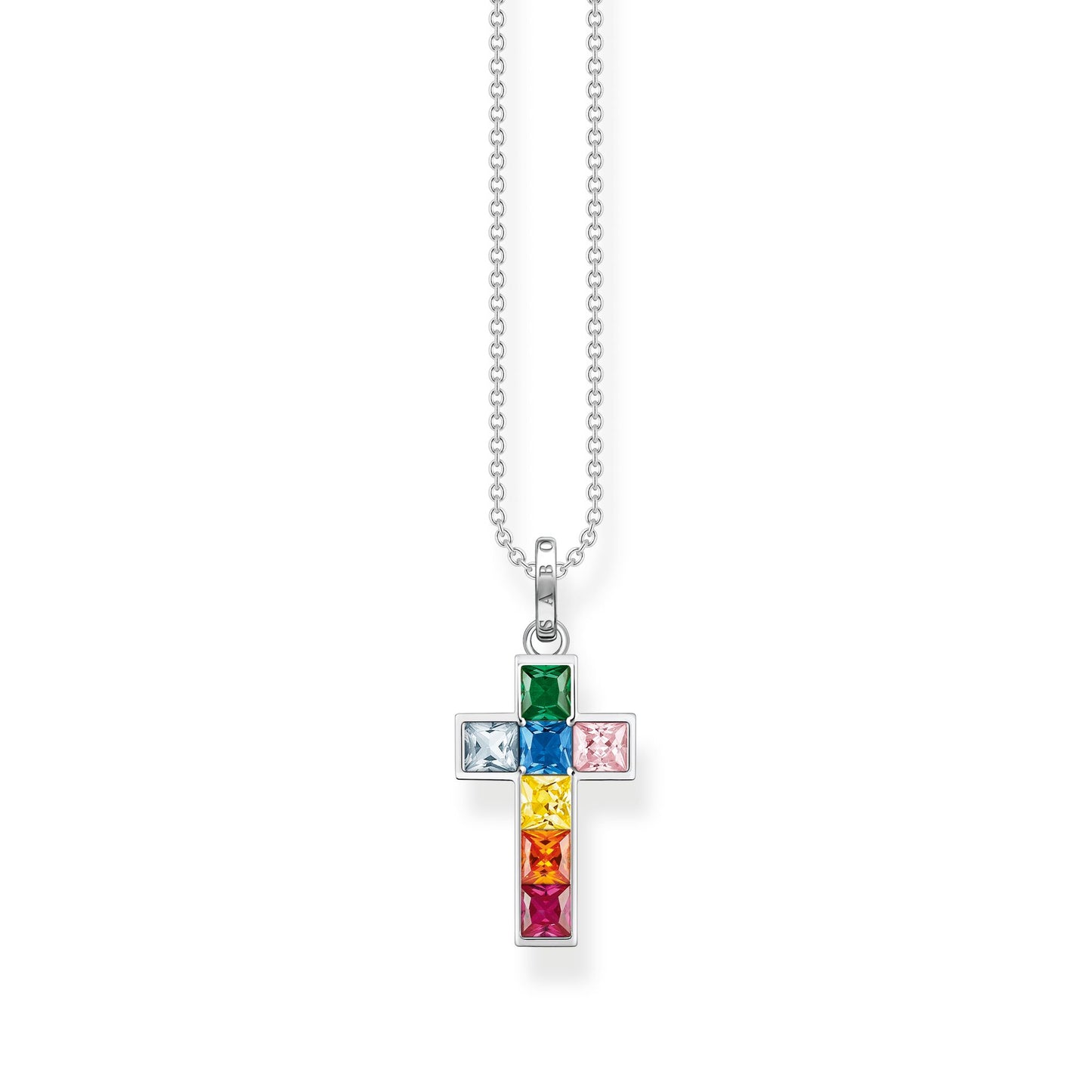 THOMAS SABO Necklace cross colourful stones silver