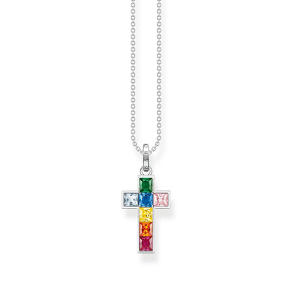 THOMAS SABO Necklace cross colourful stones silver