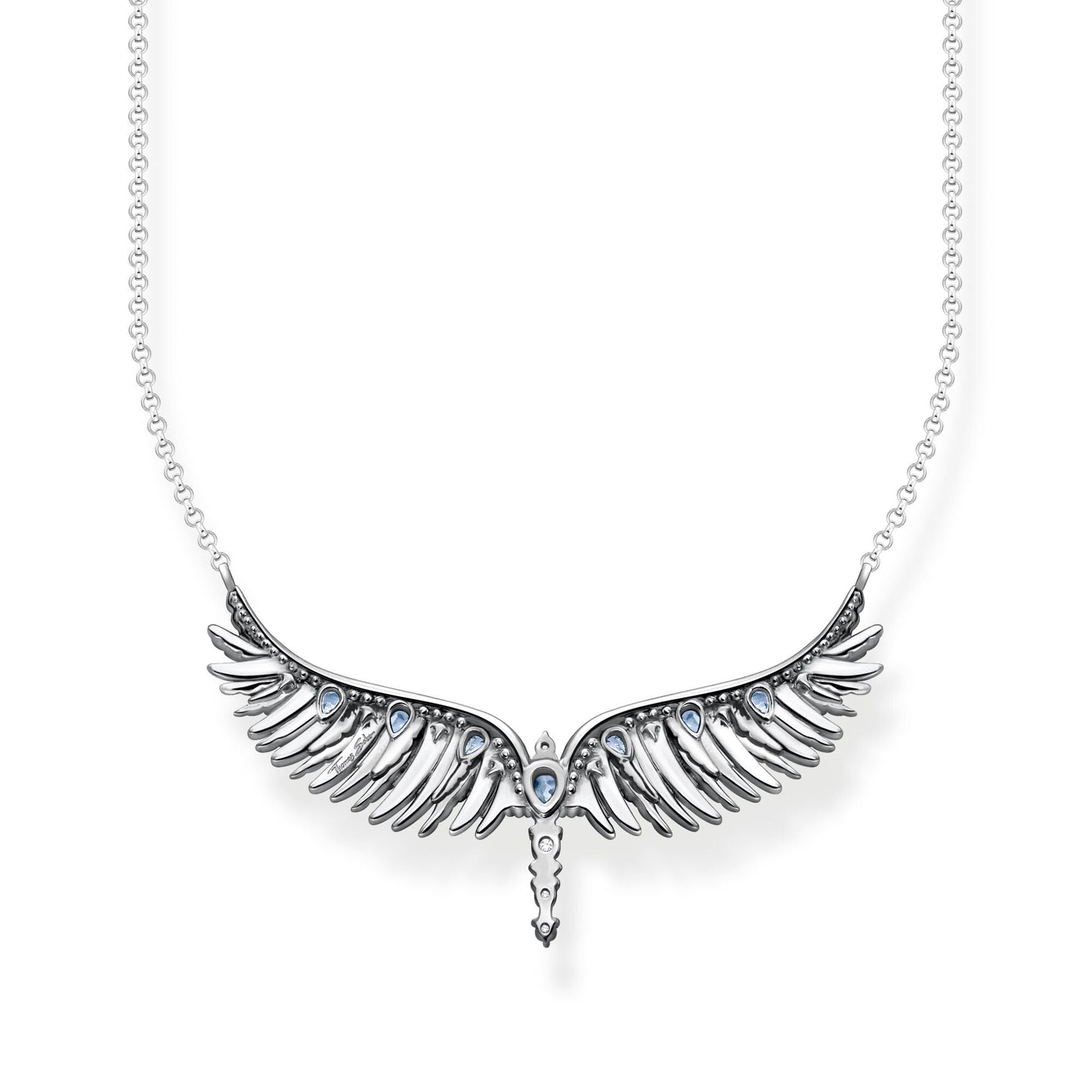 THOMAS SABO Necklace phoenix wing with blue stones silver