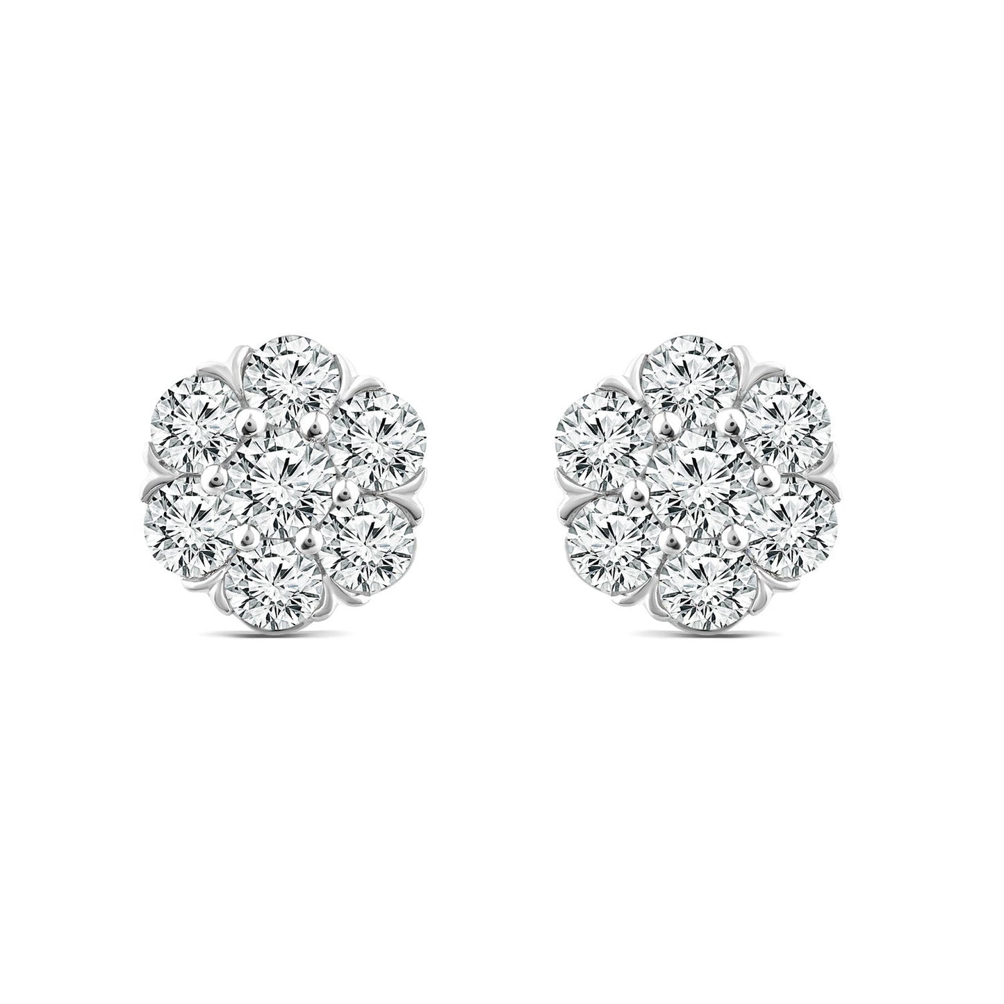 2.00ct Lab Grown Diamond Cluster Stud Earrings in 18K White Gold
