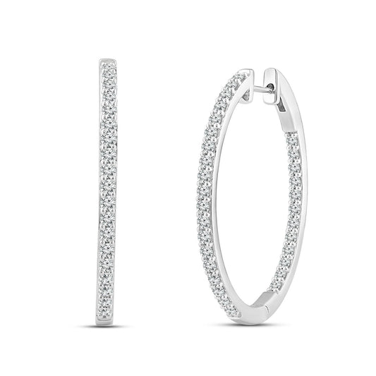 2.00ct Lab Grown Diamond Hoop Earrings in 18K White Gold