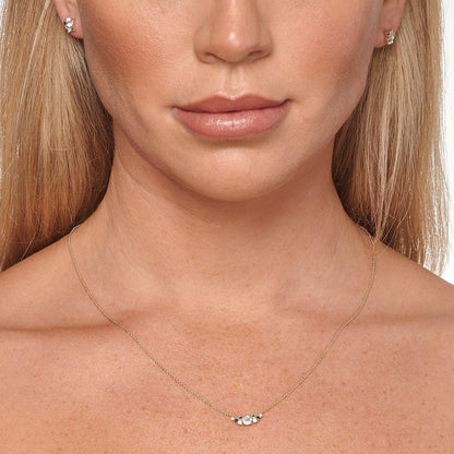 Diamond and Aquamarine Necklace with 0.08ct Diamonds in 9K Yellow Gold