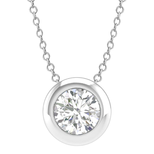 Diamond Round Necklace with 0.20ct Diamonds in 9K White Gold