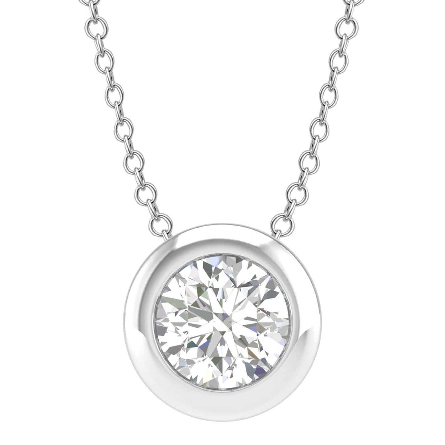 Diamond Round Necklace with 0.20ct Diamonds in 9K White Gold