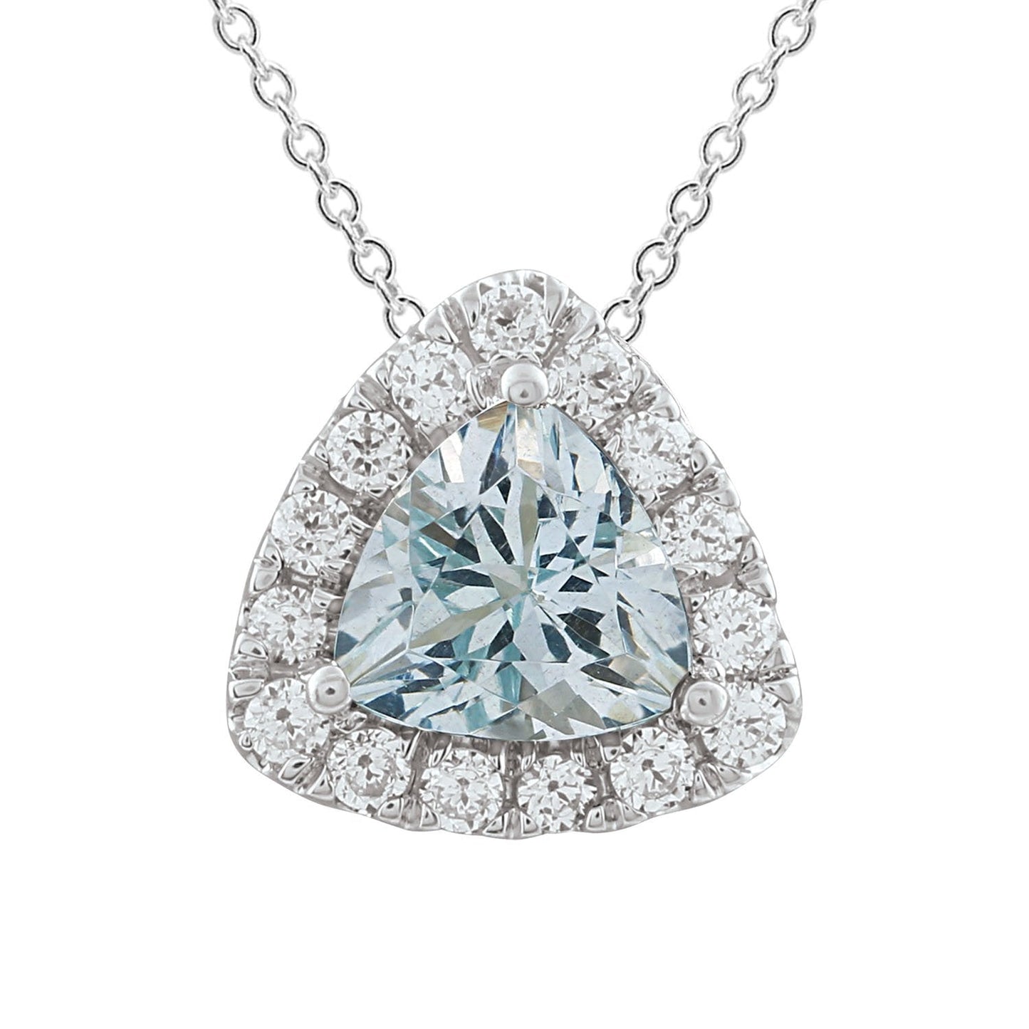 Aquamarine Necklace with 0.20ct Diamonds in 9K White Gold