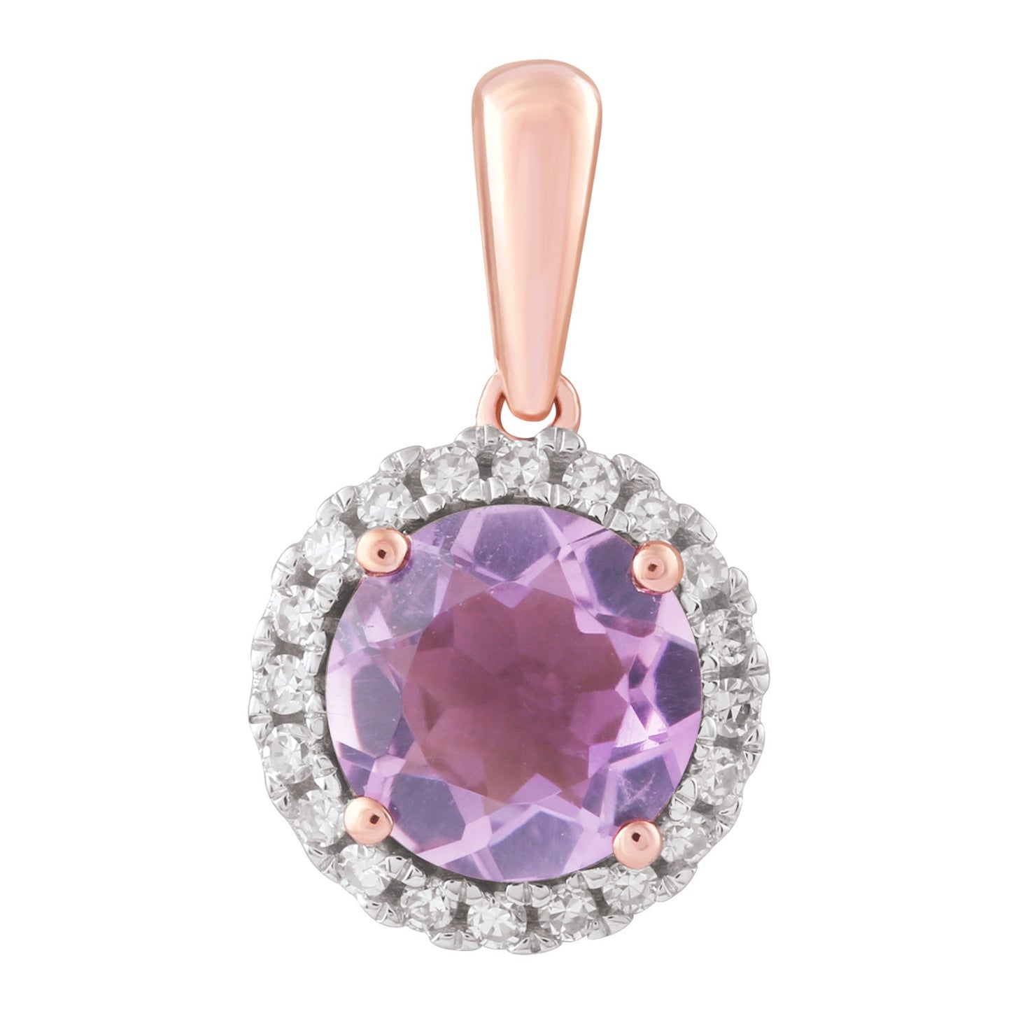 Diamond Pink Amethyst Pendant with 0.12ct Diamonds in 9K Rose Gold - P-20448PI-012-R