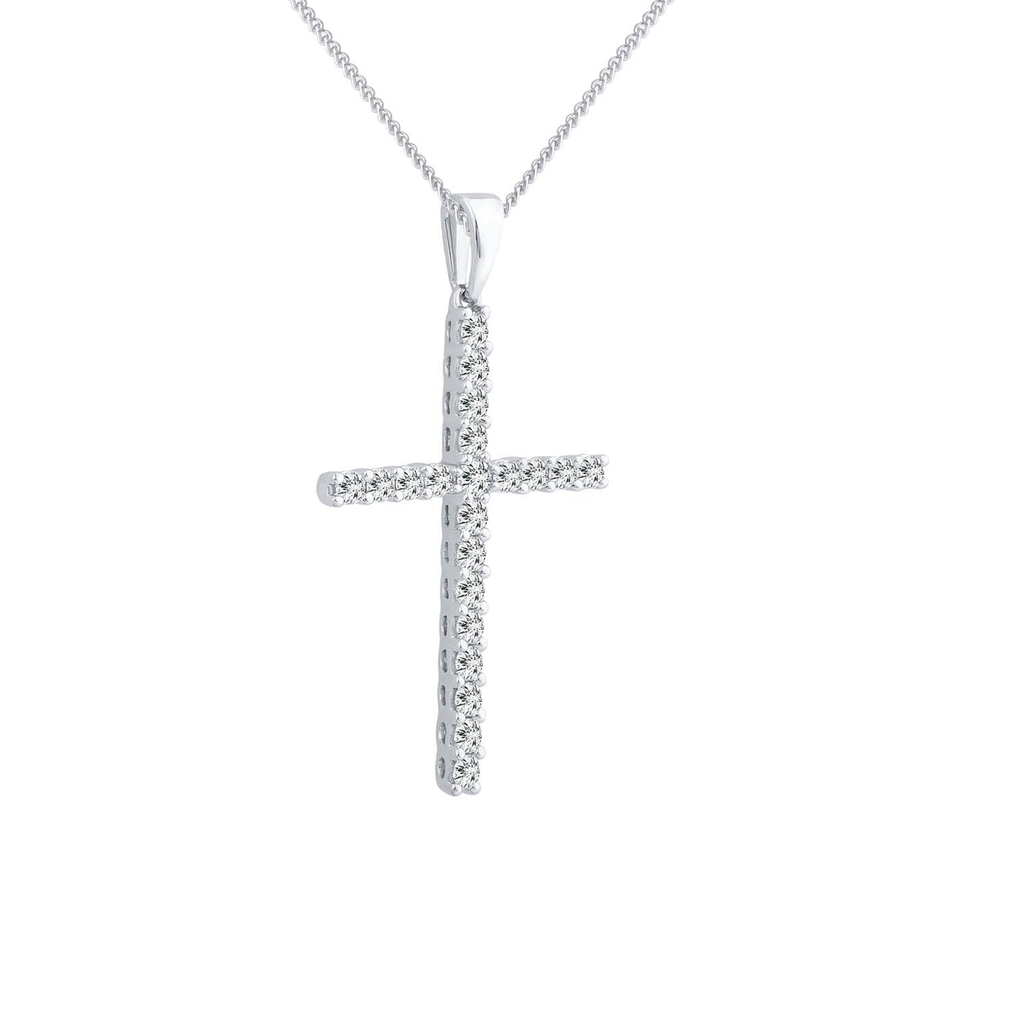 Diamond Cross Pendant with 0.50ct Diamonds in 9K White Gold - PC-0171-W