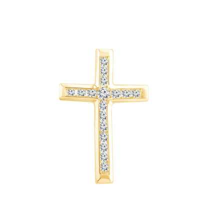 Diamond Cross Pendant with 0.10ct Diamonds in 9K Yellow Gold - PC-0174-Y