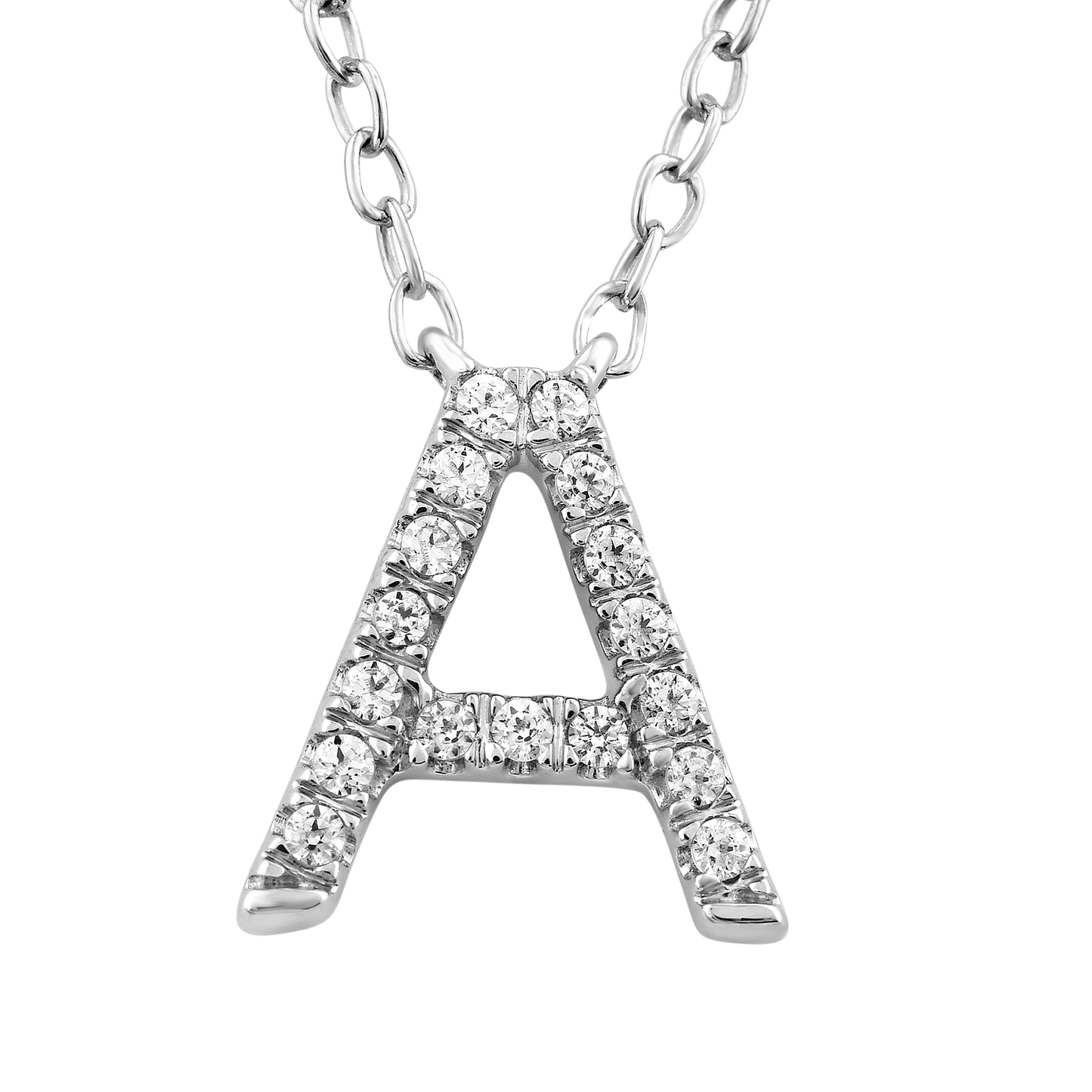 Initial 'A' Necklace with 0.06ct Diamonds in 9K White Gold