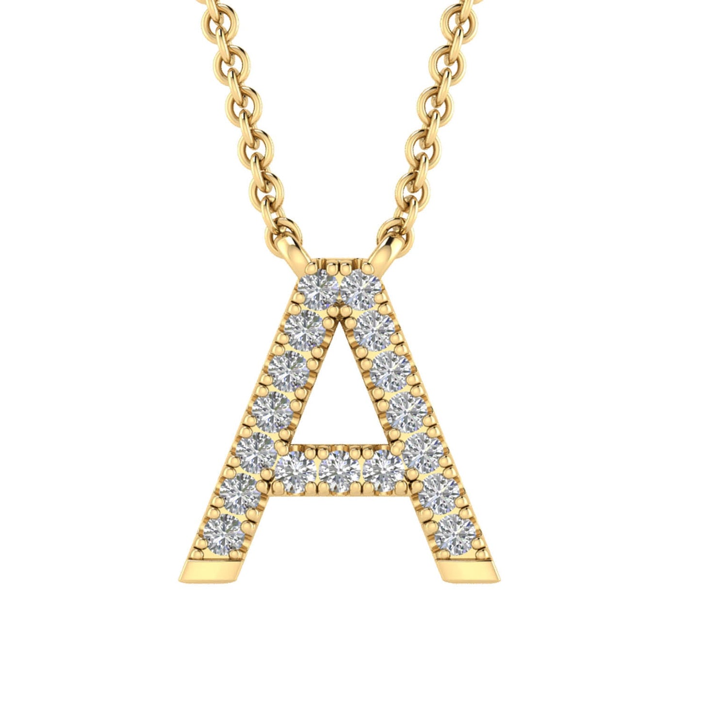 Initial 'A' Necklace with 0.06ct Diamonds in 9K Yellow Gold - PF-6263-Y