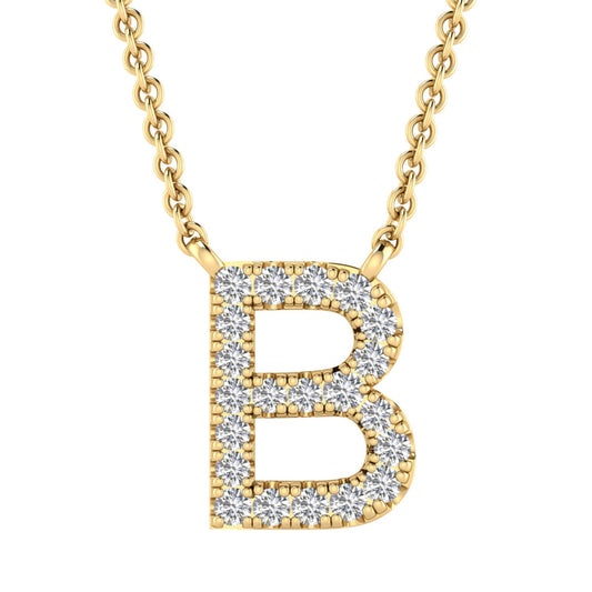 Initial 'B' Necklace with 0.09ct Diamonds in 9K Yellow Gold - PF-6264-Y