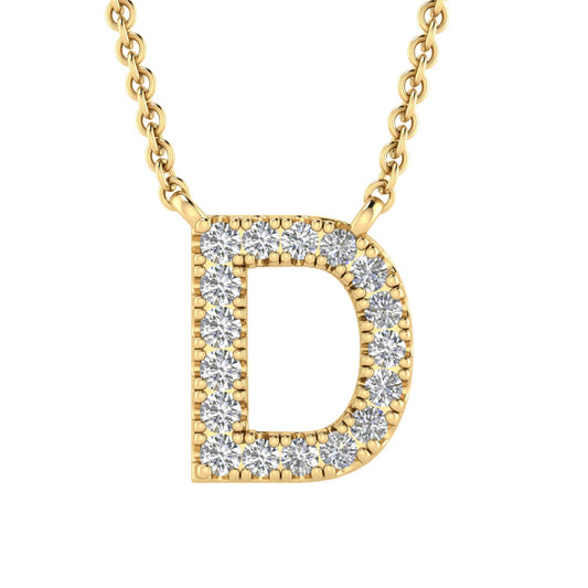 Initial 'D' Necklace with 0.09ct Diamonds in 9K Yellow Gold - PF-6266-Y