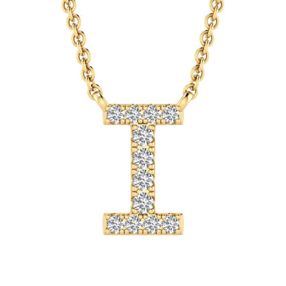 Initial 'I' Necklace with 0.06ct Diamonds in 9K Yellow Gold - PF-6271-Y