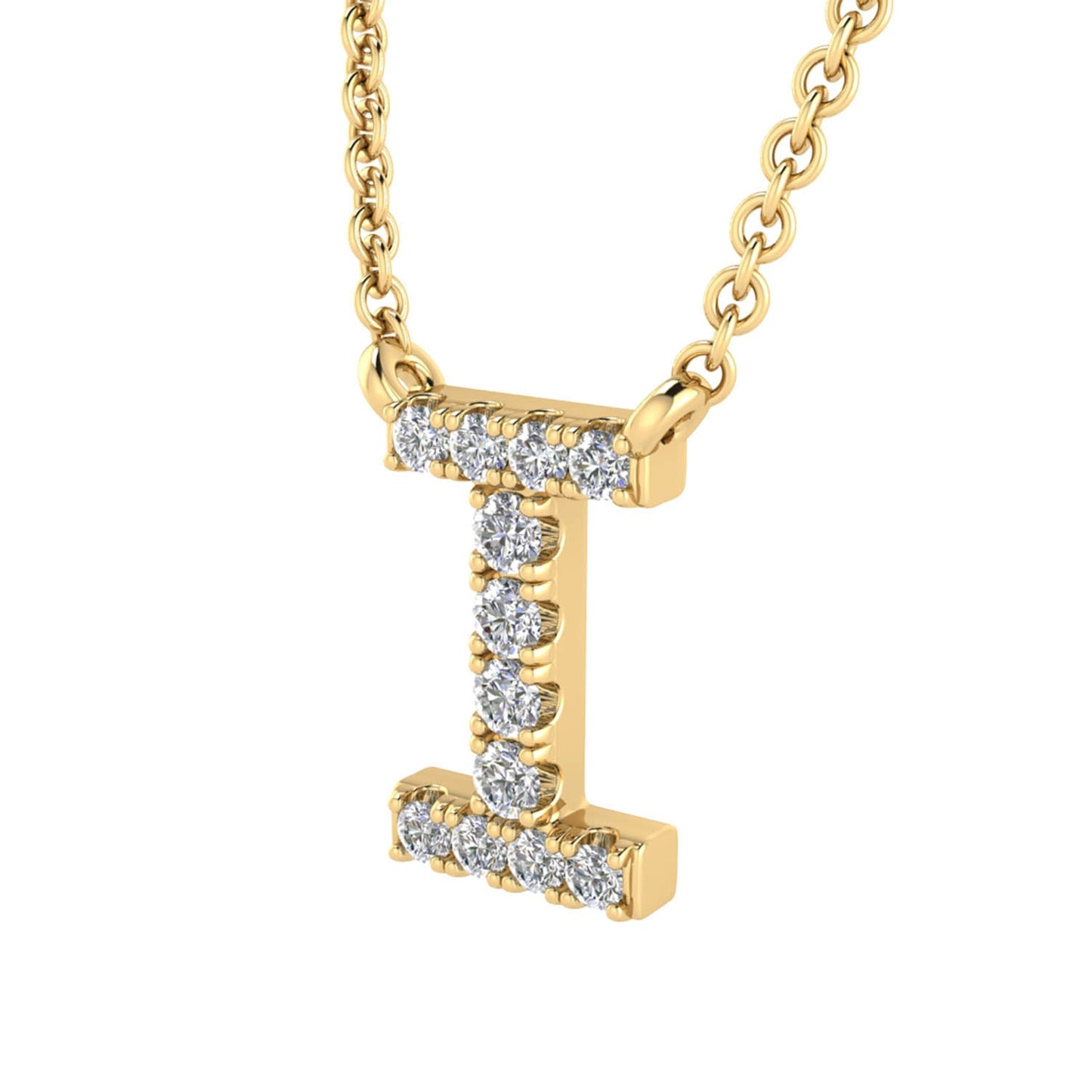 Initial 'I' Necklace with 0.06ct Diamonds in 9K Yellow Gold - PF-6271-Y