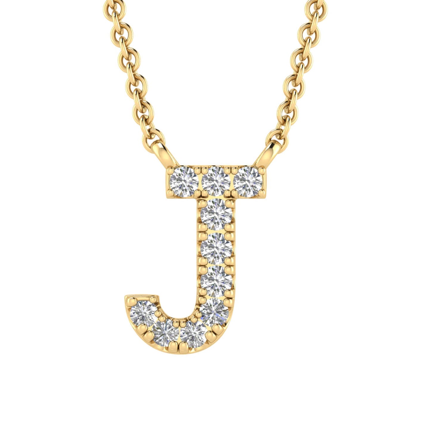 Initial 'J' Necklace with 0.06ct Diamonds in 9K Yellow Gold - PF-6272-Y