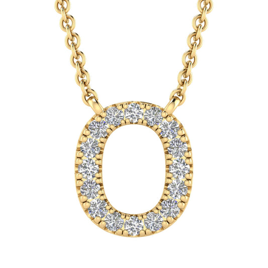 Initial 'O' Necklace with 0.09ct Diamonds in 9K Yellow Gold - PF-6277-Y